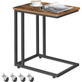 Beistelltisch in C-Form mit Rollen, 35 ¡Á 50 ¡Á 60 cm, Vintagebraun und Schwarz