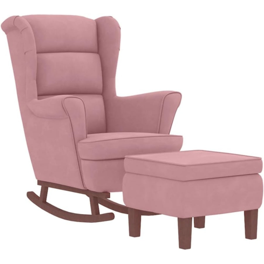 Ohrensessel als Schaukelstuhl aus rosa Samt