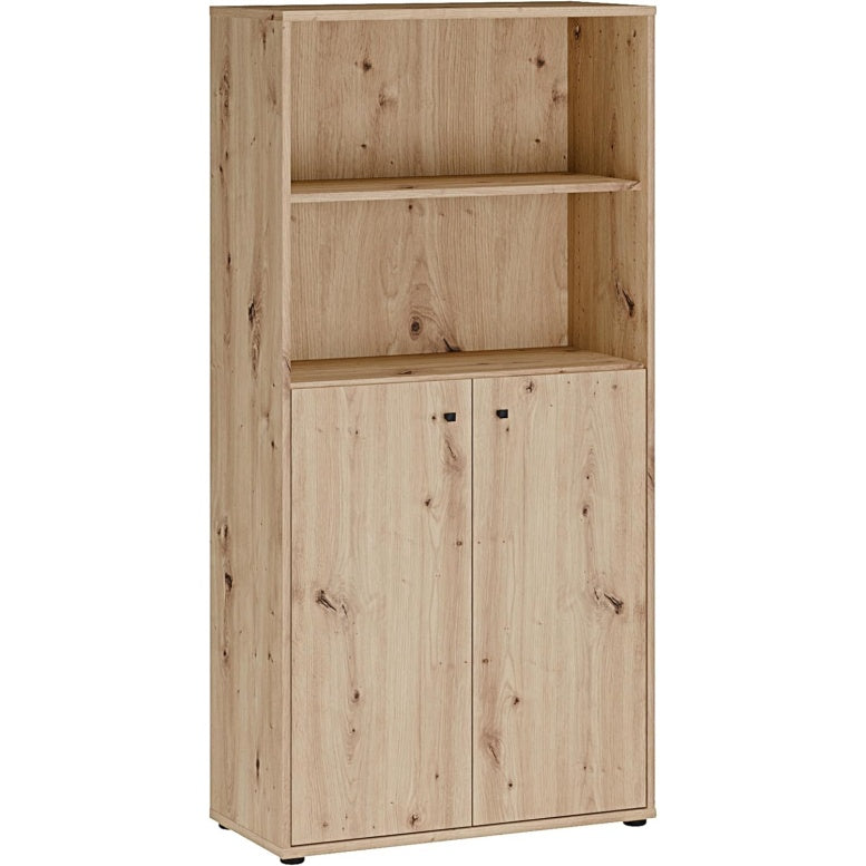 B¨¹cher- und Aktenregal mit 2 T¨¹ren und 2 offenen F?chern aus Holzwerkstoff in Artisan-Eiche, 73,7 ¡Á 149,5 ¡Á 34,8 cm