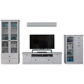 Wohnwand in Wei? mit 2 Vitrinen, TV-Lowboard und Wandboard, 369 ¡Á 196 ¡Á 41 cm