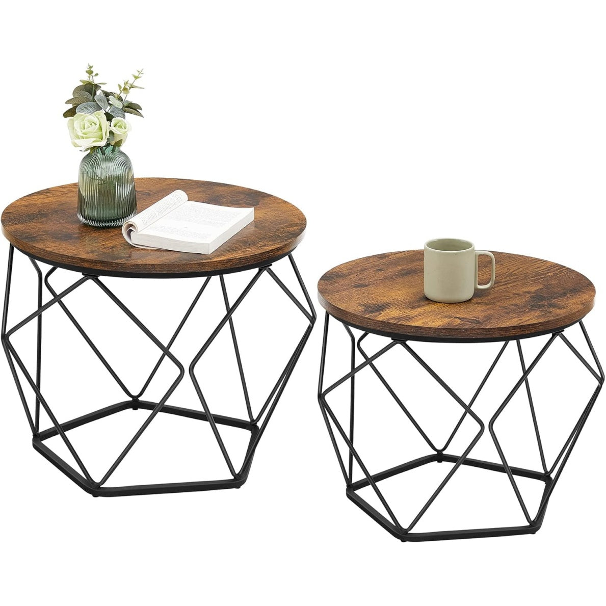Rundes Couchtisch-Set mit 2 Tischen und abnehmbarer Tischplatte f¨¹r das Wohnzimmer