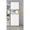 B¨¹cherregal mit 4 T¨¹ren aus Holzwerkstoff in Wei? und Wolframgrau, 84,5 ¡Á 226,5 ¡Á 41,5 cm