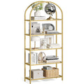 B¨¹cherregal aus Hartglas mit 5 Ebenen und Metallgestell, Gold und Transparent