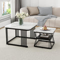 2er-Set Couchtische mit Stauraum in Marmoroptik, 65 cm und 45 cm