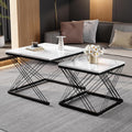 2-teiliges Couchtisch-Set in Marmoroptik mit schwarzem Metallgestell